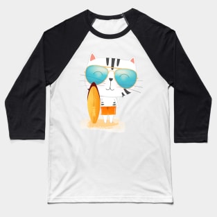 Cat Surf Baseball T-Shirt